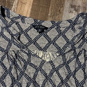Lucky Brand Navy and White Women's Blouse Size XL